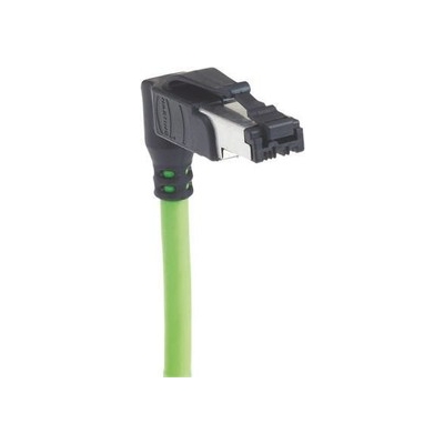 09470400027, Cat5 Right Angle Male RJ45 to Unterminated Ethernet Cable, U/FTP Shield, Green PVC Sheath, 3m