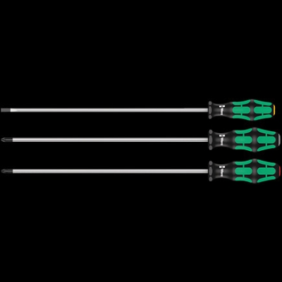 335/350/355/3 Kraftform Plus Набор отвёрток, длинных, 3 пр., SL 1.0x5.5x300, PH 2x300, PZ 2x300