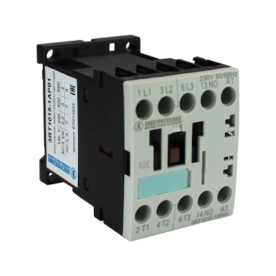 3RT1015-1AP01,3-пол.,7А,AC-3,3кВт/400V,1НО,230V АС,50/60Гц,типоразмер S00,винтовые клеммы,IP20 (ЭТ)