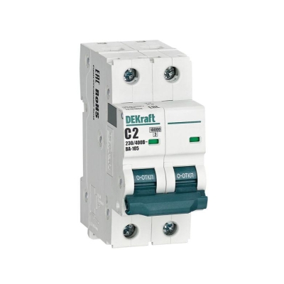 Автоматический выключатель 2P 2A х-ка C ВА-105 10кА 13161DEK