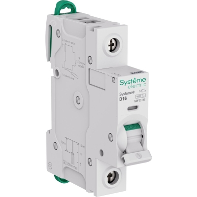 Автоматический выключатель (АВ) D 16A 1P 6kA 230В Systeme9 S9F23116