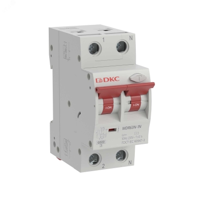 Автоматический выключатель дифференциального тока АВДТ YON MDR63N 1P+N 10A C 30mA 6kA тип A MDR63N-1N2C10-A