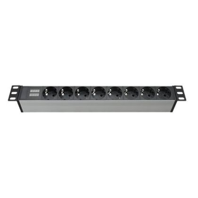 Блок распределения питания (PDU) 19" 16A с индикацией, Вых:8 Schuko, Вх:Schuko R519SH8CD