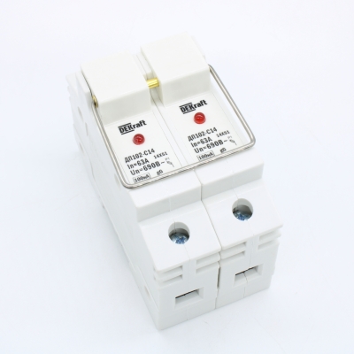 Держатель предохранительного типа C14 ДП102-С14-2P со светодиодной индикацией 21387DEK