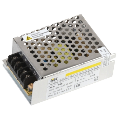 Драйвер LED ИПСН-PRO 30Вт 12 В блок - клеммы IP20 IEK (кр.1шт)