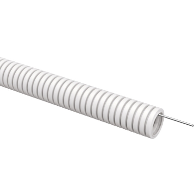 ELASTA Труба гофр. ПВХ d=25мм с зондом белая (50м) ET-TG21-121-025-050-K01