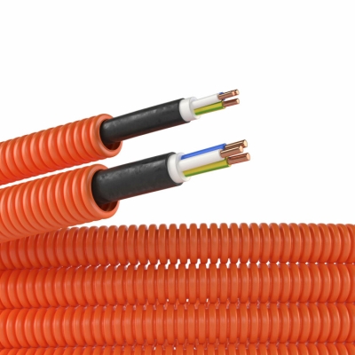 Электротруба ПНД гибкая гофр. д.20мм, цвет оранжевый, с кабелем ВВГнг(А)-LS 3х2,5мм РЭК "ГОСТ+",100м 7S920100