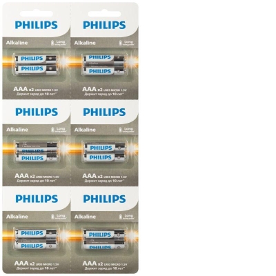 Элемент питания алкалиновый AAA/LR03 1.5В Entry отрывной набор (блист. 12шт) Philips Б0064646