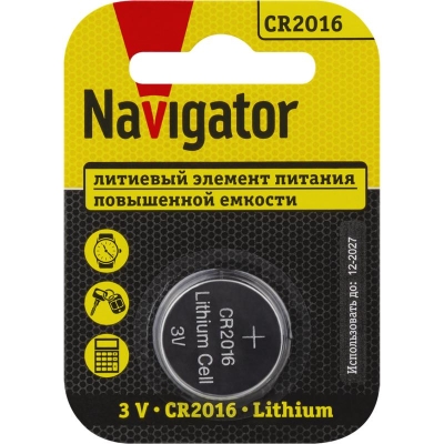 Элемент питания Navigator 93 821 NBT-CR2016-BP1(кр.12шт)