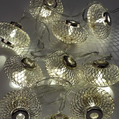 Гирлянда светодиодная "Фонарики" хром 5х3см 10LED тепл. бел. 1.8+0.3м КОСМОС KOC_GIR-B120