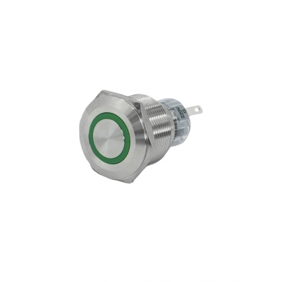 GQ22-L-11E/G/220V/S, зелёный, металл, 1C1NO1NC, цилиндр с подсветкой 220В AC/DC, d22мм, IP65 (ЭТ)