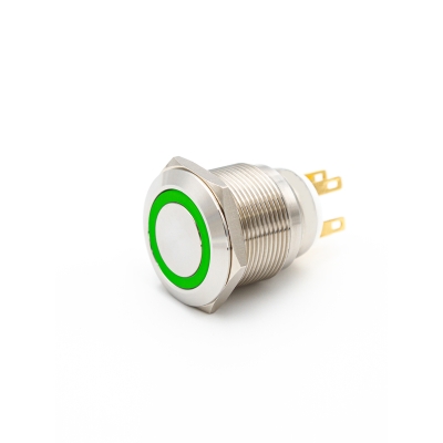GQ22-L-11E/G/220V/S, зелёный, металл, 1п, цилиндр с подсветкой 220В AC/DC, d22мм, IP65 (ЭТ)