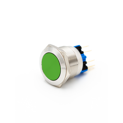 GQ22-L-11E/G/S, металл, зелёный, 1НО+1НЗ, цилиндр, d22мм, IP65 (ЭТ)
