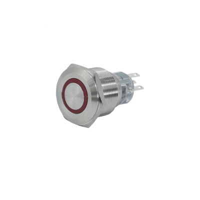GQ22-L-11E/R/220V/S, красный, металл, 1C1NO1NC, цилиндр с подсветкой 220В AC/DC, d22мм, IP65 (ЭТ)