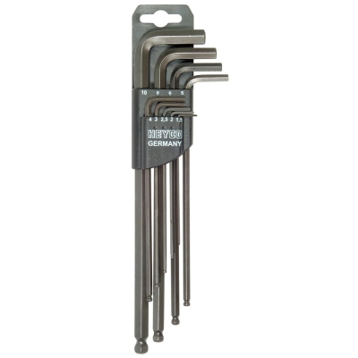 HP 1343-9 Набор ключей Г-образных шестигранных, длинных, с шаром, 9 пр., 1.5 - 10 мм, на держателе
