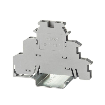 Клемма трехуровневая, винтовой зажим, 6 точек подключения, 2.5 кв.мм, серая DKIDR-1.5