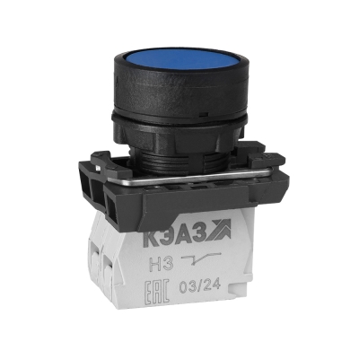 Кнопка КМЕ4111м-синий-1но+1нз-цилиндр-IP40- 274152