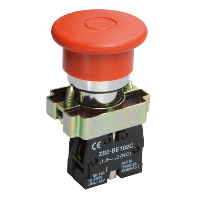 Кнопка управления "Грибок" LAY5-BT42 аварийная с фиксацией красн. BBG80-BT-K04