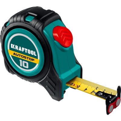 KRAFTOOL AutoStop, 10 м х 25 мм, профессиональная рулетка с автостопом (3412-10-25)