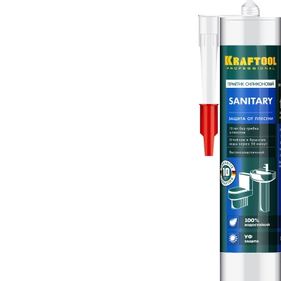 KRAFTOOL SANITARY, 300 мл, прозрачный, санитарный силиконовый герметик (41255-2)