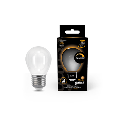 Лампа Filament Шар 9W 590lm 3000К Е27 milky диммируемая LED 1/10/50 105202109-D