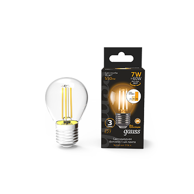 Лампа LED Filament Globe E27 7W 2700K step dimmable 1/10/50 105802107-S