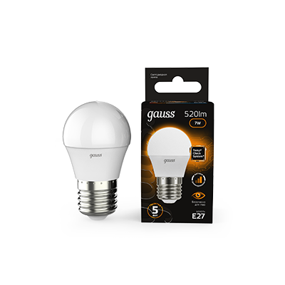 Лампа LED Globe E27 7W 3000K step dimmable 1/10/100 105102107-S