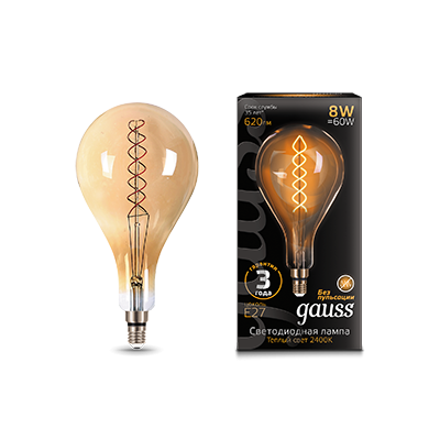 Лампа LED Vintage Filament Flexible A160 8W E27 160*300mm Golden 620lm 2400K 1 150802008