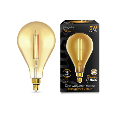 Лампа LED Vintage Filament Straight PS160 6W E27 160*290mm Amber 890lm 2700K 1/6 179802118
