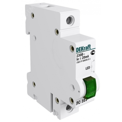 Лампа сигнальная ЛС-101 на DIN-рейку 1p зел. LED 18004DEK