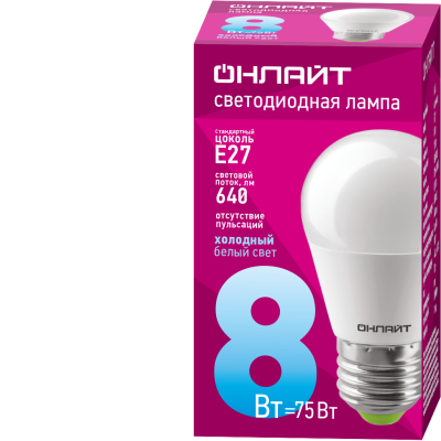 Лампа светодиодная 61 137 OLL-G45-8-230-6.5K-E27 8Вт 61137
