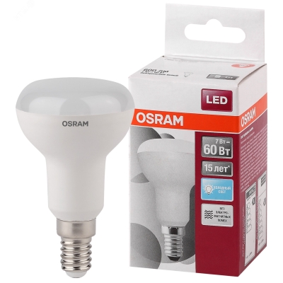 Лампа светодиодная LED 7Вт Е14 STAR R50(замена 60Вт), нейтральный Osram 4058075282575