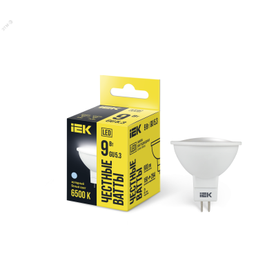 Лампа светодиодная MR16 софит 9Вт 230В 6500К GU5.3 IEK LLE-MR16-9-230-65-GU5