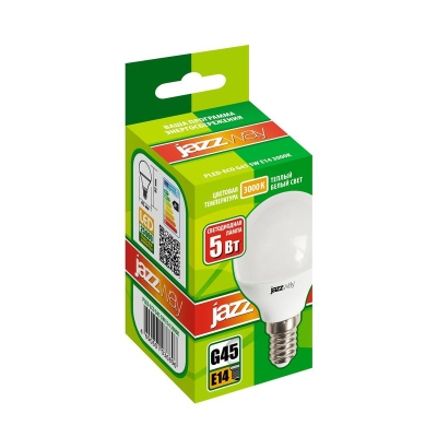 Лампа светодиодная PLED-ECO 5Вт G45 шар матовая 3000К тепл. бел. E14 400лм 230В 50Гц 1036896A