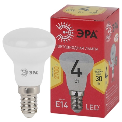 Лампочка светодиодная ЭРА RED LINE LED R39-4W-827-E14 R E14 4Вт рефлектор теплый белый свет (кр.1шт)