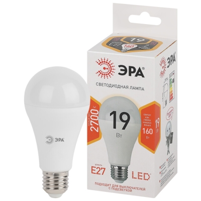 Лампочка светодиодная ЭРА STD LED A65-19W-827-E27 E27 / Е27 19Вт груша теплый белый свет(кр.1шт)
