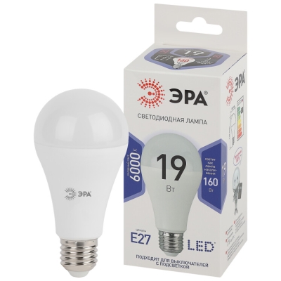 Лампочка светодиодная ЭРА STD LED A65-19W-860-E27 E27 / Е27 19Вт груша холодный дневной свет(кр.1шт)