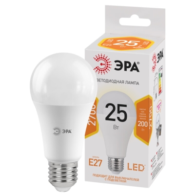 Лампочка светодиодная ЭРА STD LED A65-25W-827-E27 E27 / Е27 25Вт груша теплый белый свет(кр.1шт)