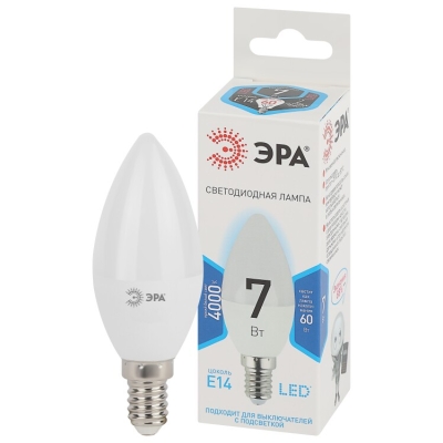 Лампочка светодиодная ЭРА STD LED B35-7W-840-E14 E14 / Е14 7Вт свеча нейтральный белый свет(кр.1шт)