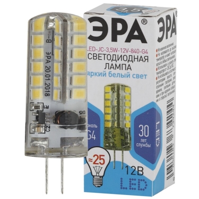 Лампочка светодиодная ЭРА STD LED JC-3,5W-12V-840-G4 G4 3,5Вт капсула нейтральный белый свет(кр.1шт)
