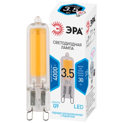 Лампочка светодиодная ЭРА STD LED JCD-3,5W-GL-840-G9 G9 3,5Вт капсула нейтральный белый свет(кр.1шт)