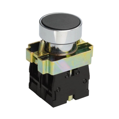 LAY5-BA25, чёрный, 1НО+1НЗ, цилиндр, хром, без подсветки, d22мм (ЭТ)