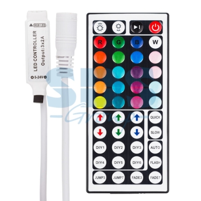 LED мини контроллер ИК(IR) 72 W/144 W, 44 кнопки, 12 V/24 V(кр.1шт)
