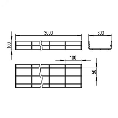 Лоток проволочный 300х100 сталь 5мм оцинк. FC1030