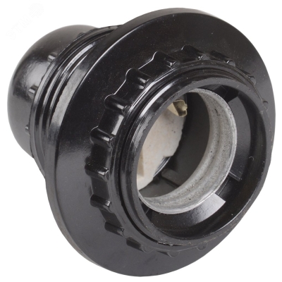 Патрон электрич. E27 Пкб27-04-К11 с кольцом карболит. черн. (с этикет.) EPK11-04-01-K01