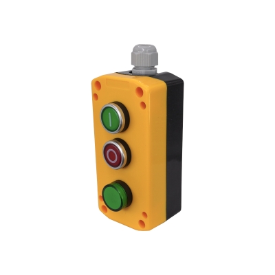 ПКУ22-33V1M-65У1,1 зелёный цилиндр "I" (НО),1 красный цилиндр "O" (НЗ),лампа зелёная 220В AC, IP65