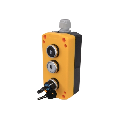 ПКУ22-3441-65У1,1 перекл.2 пол.фикс.ключ(НО),1 белый цилиндр"↑"(НО),1 чёрный цилиндр "↓"(НО), IP65