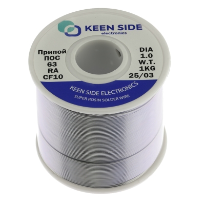 Припой Sn63/Pb37-d1.0-1000g flux RA KS10 ПОС 63