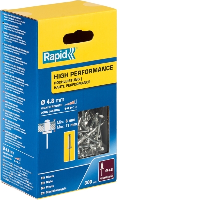 RAPID R:High-performance-rivet, 4.8 х 14 мм, 300 шт, алюминиевая высокопроизводительная заклепка (5001437)