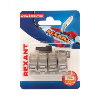 Разъем сетевой LAN на кабель, штекер 8Р8С (RJ-45), под обжим, в экране, 10шт. 06-0082-A10